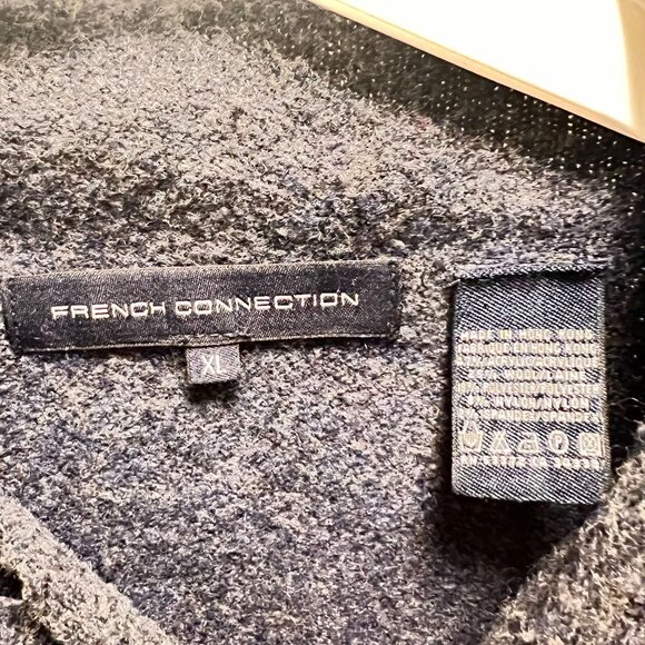 French Connection Blue Wool Blend Sweater With Green Sleeve Detail XL - Picture 6 of 10